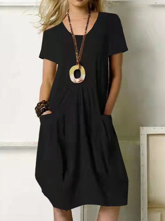 Plain Casual Loose Crew Neck Dress