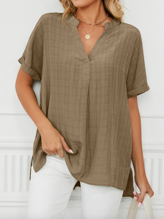 V Neck Loose Plain Shirt