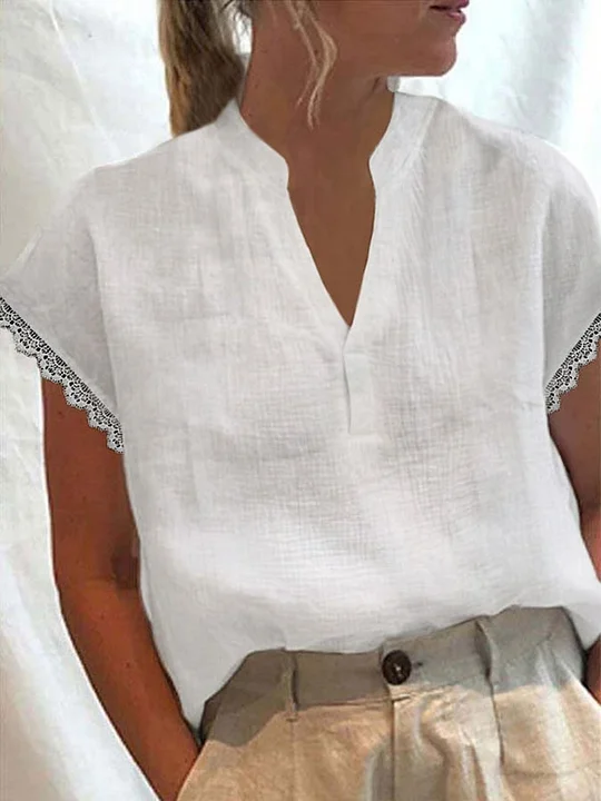 Plain Loose Casual Linen Style Shirt