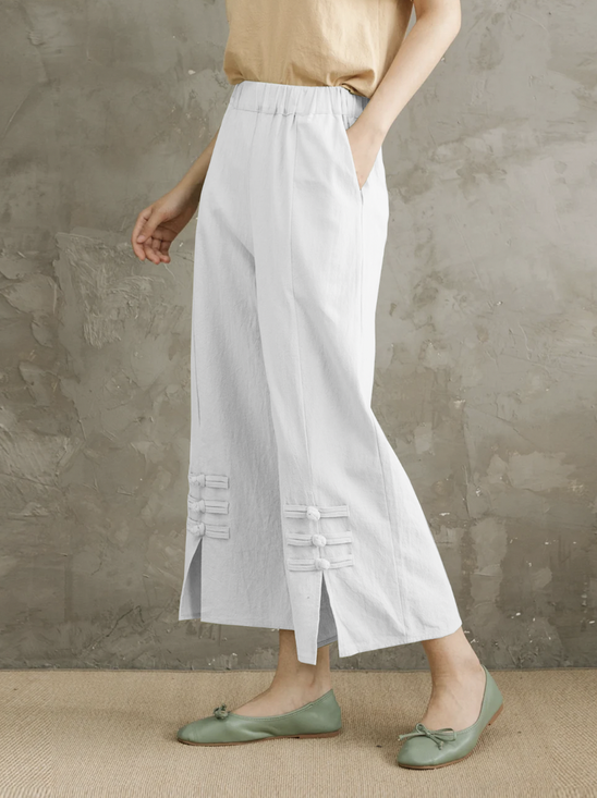 Cotton Loose Simple Plain Linen Style Pants
