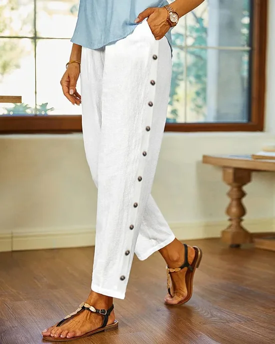 Plain Casual Cotton Pants