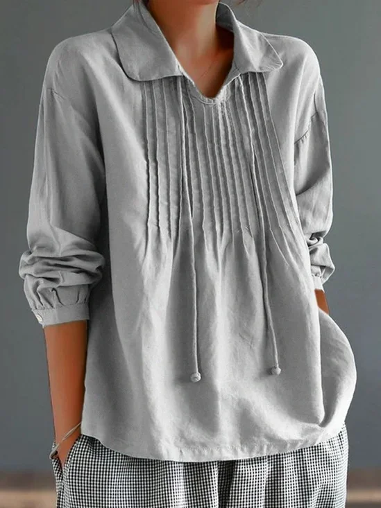 Loose Floral Casual Notched Blouse
