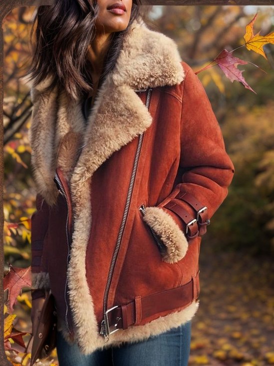 Fluff/Granular Fleece Fabric Casual Jacket