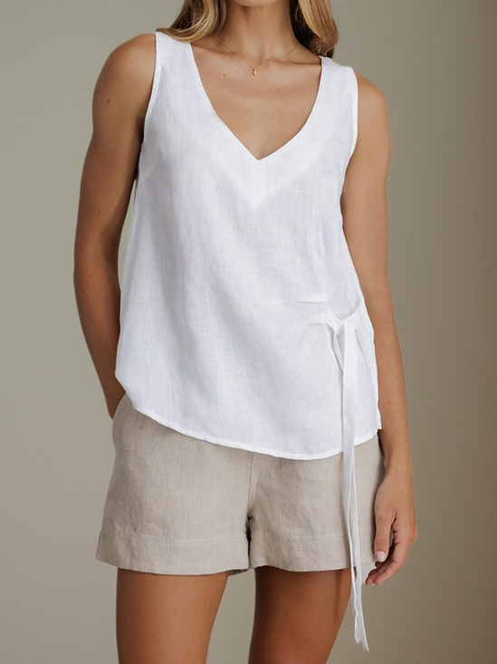 Linen Casual Plain linen-cotton Blouse