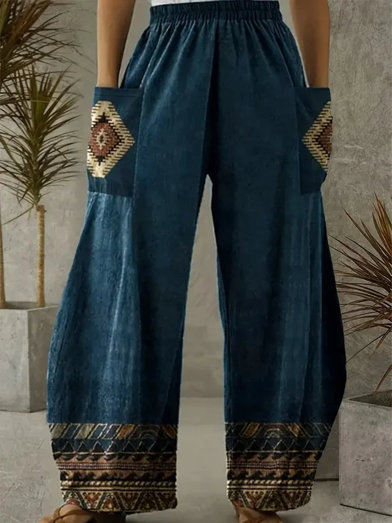 Cotton Casual Regular Fit Ethnic Geometry Pants