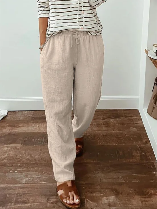 Casual Loose Plain Cotton Pants