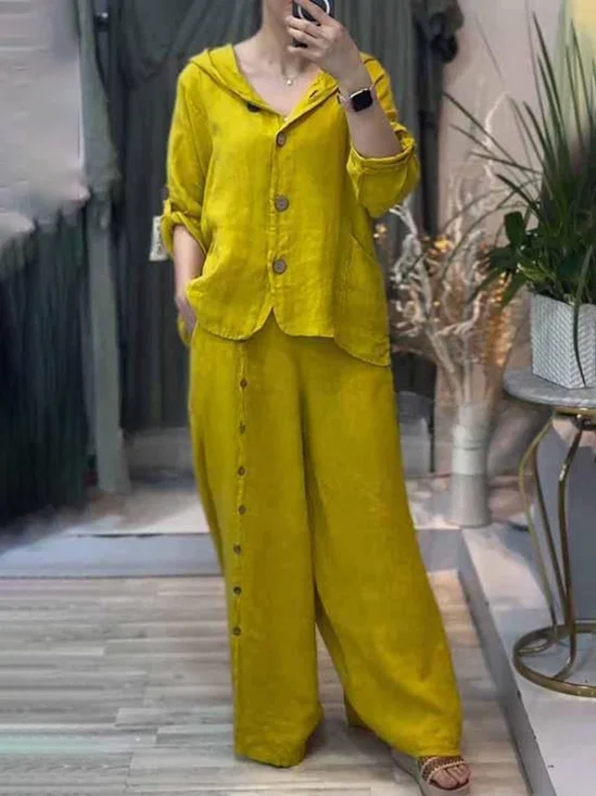 Casual Plain Two-Piece Set