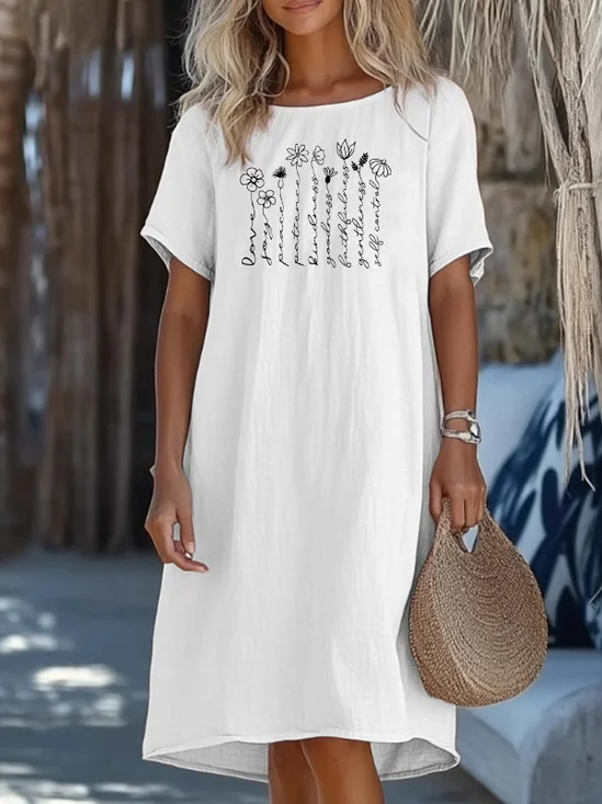 Casual Cotton Crew Neck Regular Fit Dress With No