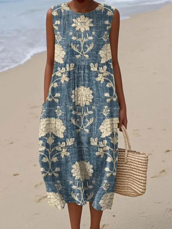 Cotton Regular Fit Vacation Dress With No