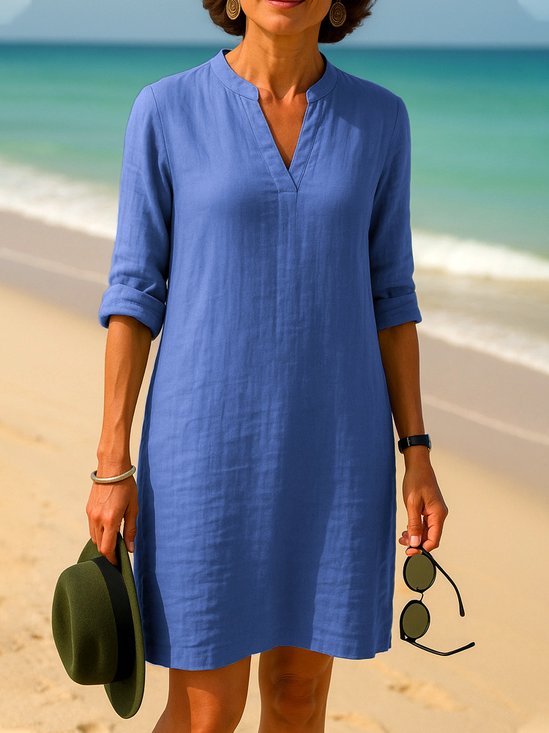 Cotton Casual Dress With No