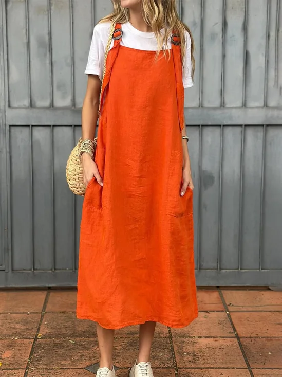 Casual Plain Spaghetti Maxi Dress