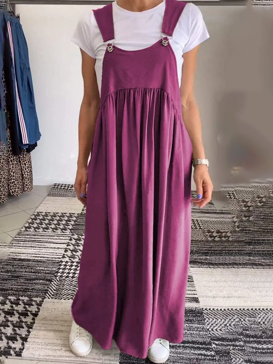 Casual Plain Spaghetti Maxi Dress No Inside T-shirt