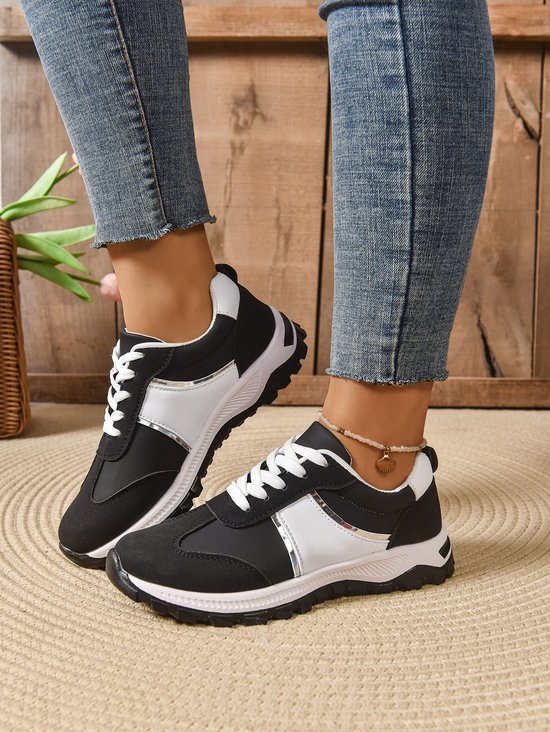 All Season Vintage Color Block Leather Casual Shoes