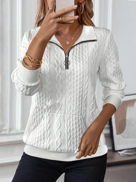 Cotton V Neck Casual Sweatshirt
