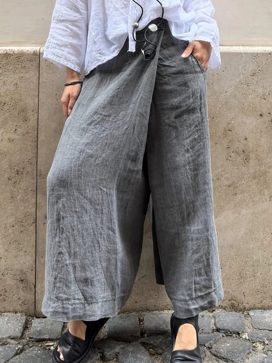 Casual Plain Fashion Wide Leg Pants