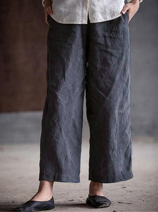 Casual Plain Straight Pants