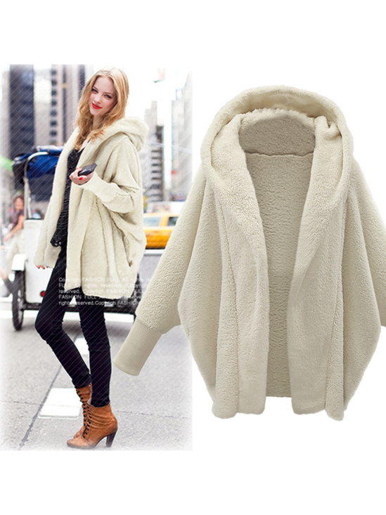 Loose Lapel Collar Dolman Sleeve Split Joint Girly Coat