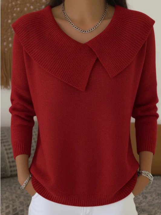 Loose Elegant Knitted Shawl Collar Sweater