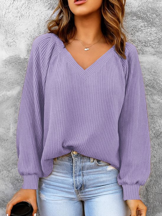 Split Joint Simple Ribbed Sweatshirt