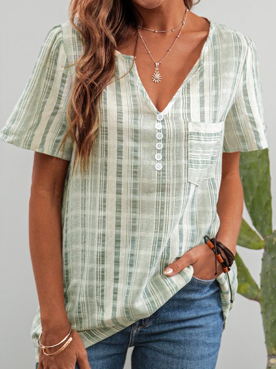 V Neck Checkered/plaid Vintage Tops