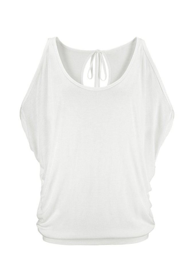 Women T-Shirt Off Shoulder Cotton Crew Neck Top