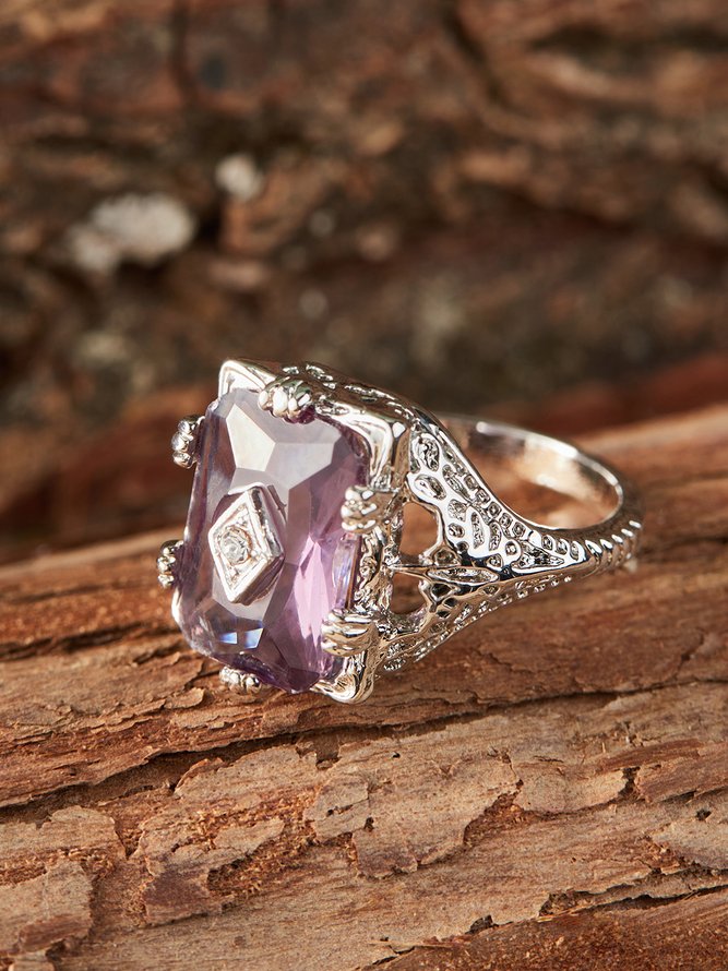 Amethyst Zircon Ring