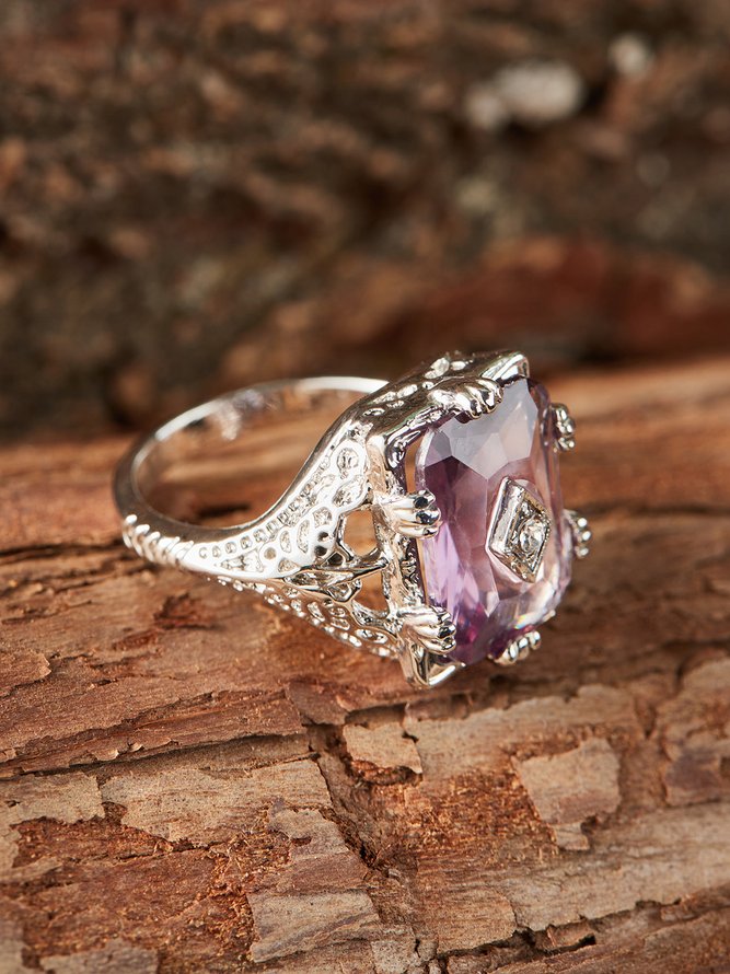 Amethyst Zircon Ring
