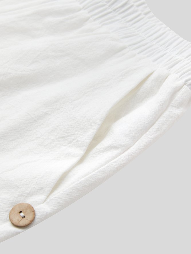 Women Loose Floral Pockets Casual Boho Linen Pants