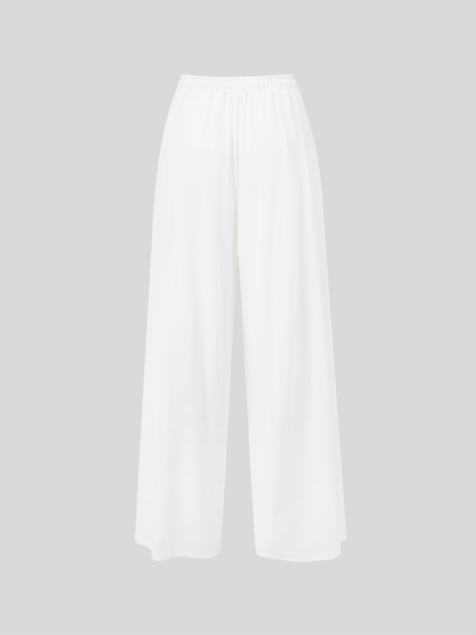Summer Outfits Elegant Plain Suits Sleeveless Flowy Tank Top and Pockets Trousers Pants Two-Piece Sets