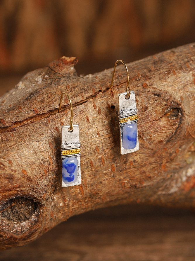 Women Vintage Blue Alloy Earrings