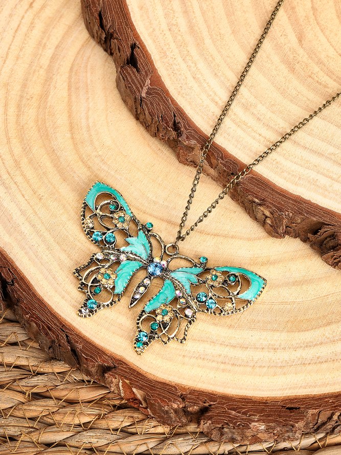 Vacation Alloy Chic Butterfly Necklace