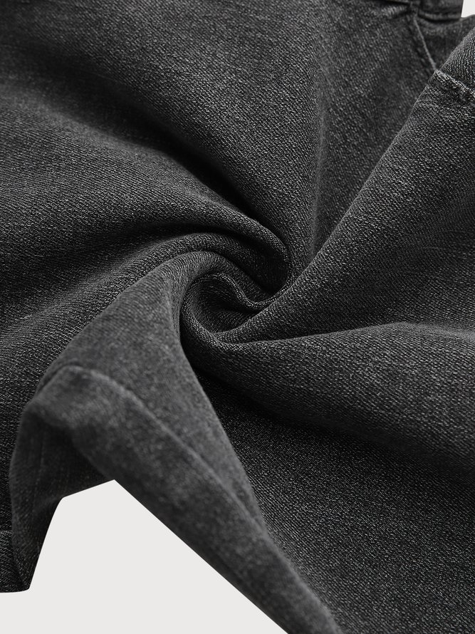 Women Casual Plain Autumn High Waist High Elasticity Daily Loose Plain Pocket Denim Jeans