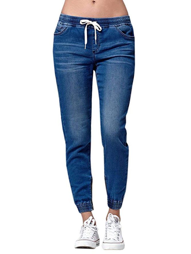 Bottoms Trousers Pockets Plain Casual Women's Boyfriend Jeans Jeans