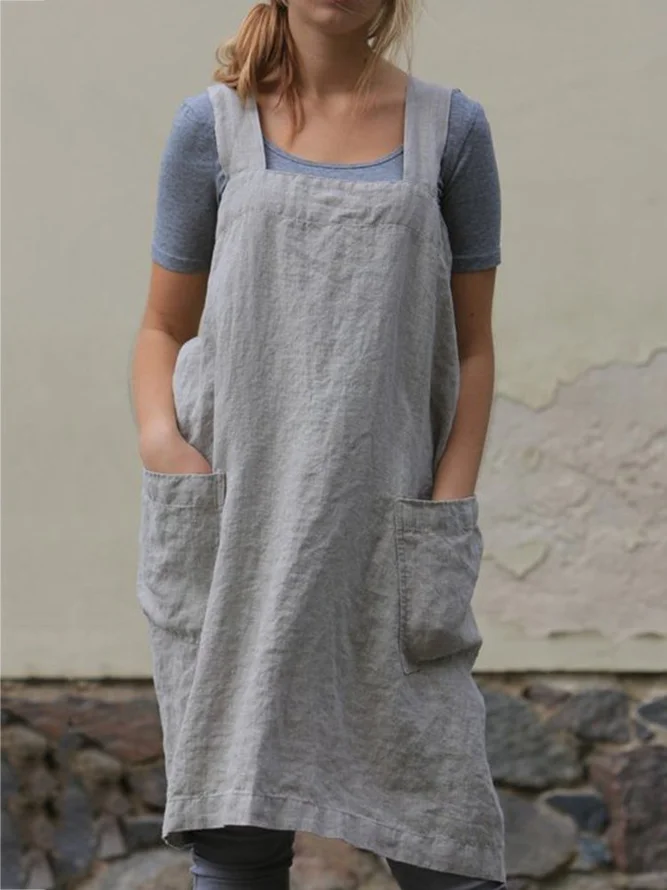 Sleeveless Apron Garden Work Pinafore Dress