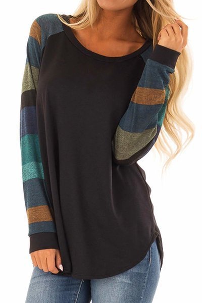 Striped Long Sleeve Casual T-Shirt