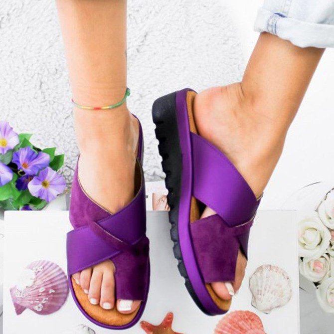 Women Fashion Style Peep Toe Slip-On Wedges Sandals
