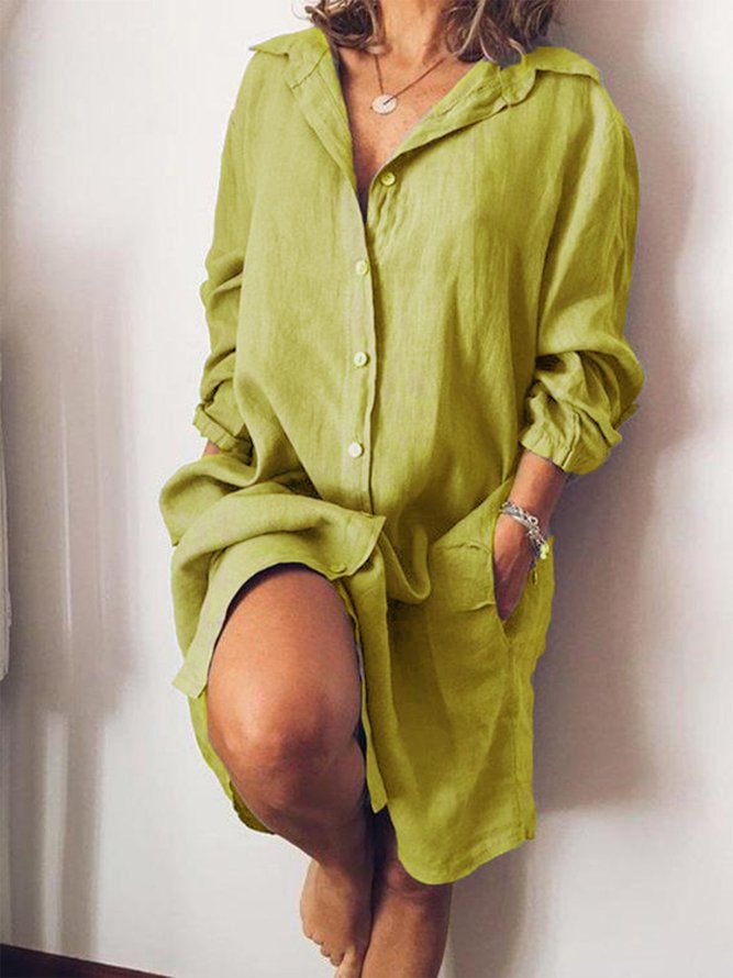 Women V Neck Long Sleeve Casual Women Dress
