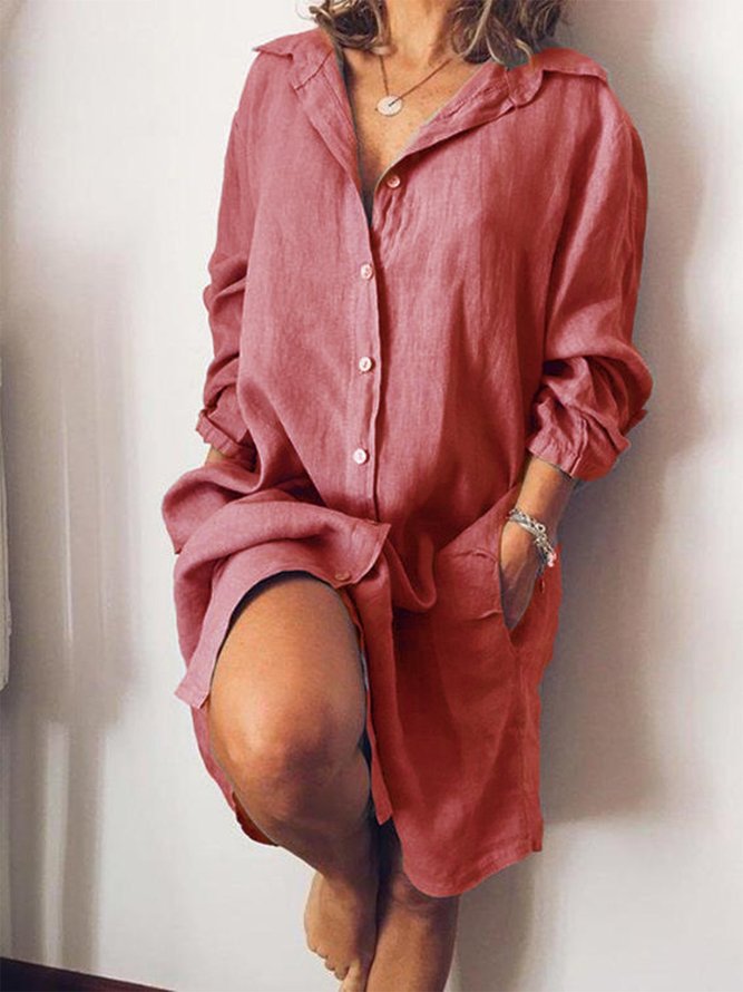 Women V Neck Long Sleeve Casual Women Dress