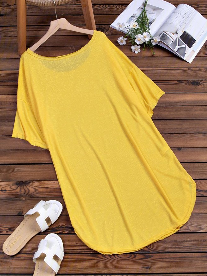 Solid Short Sleeve Dress