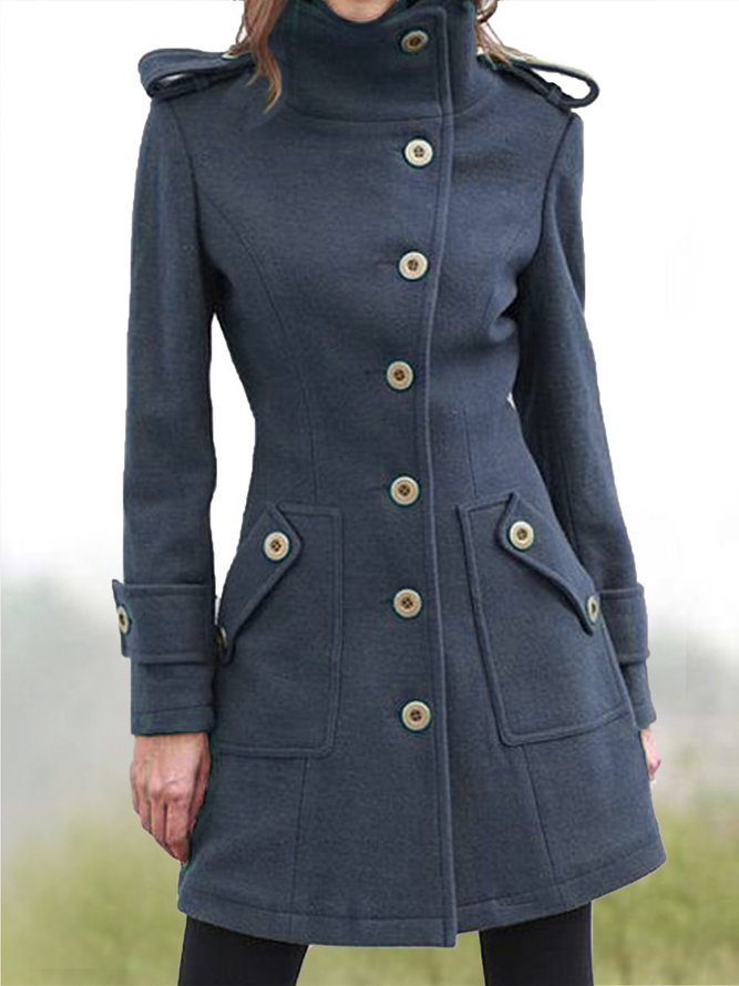 Vintage Wool Blend Long Sleeve Overcoat
