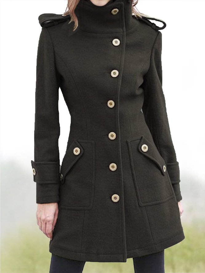 Vintage Wool Blend Long Sleeve Overcoat