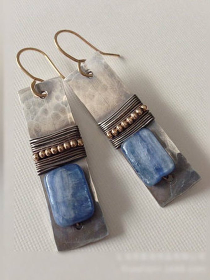 Women Vintage Blue Alloy Earrings