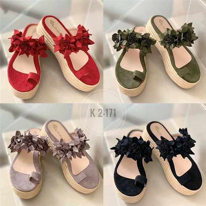Women Casual Daily Flower Slip On Platform Sandals