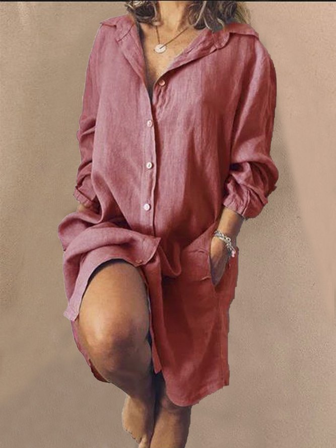 Women V Neck Long Sleeve Casual Women Dress