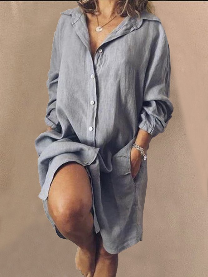 Women V Neck Long Sleeve Casual Women Dress