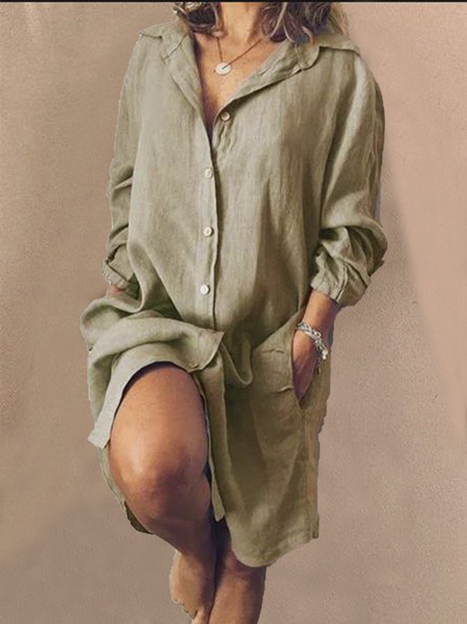Women V Neck Long Sleeve Casual Women Dress
