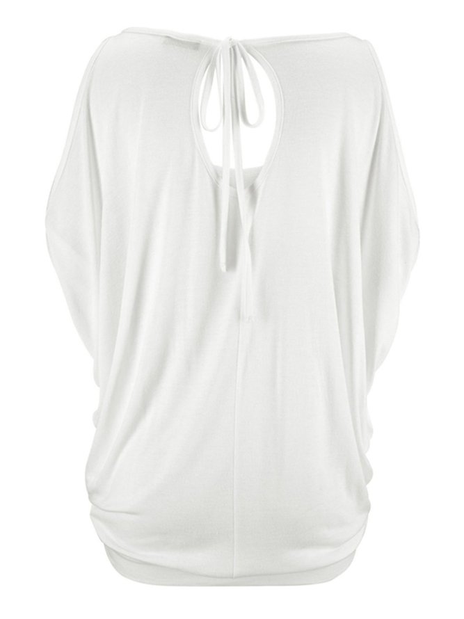 Women T-Shirt Off Shoulder Cotton Crew Neck Top