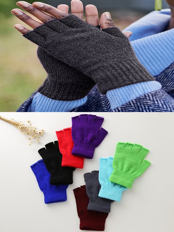 Vintage Statement Plain Fingerless Casual Gloves