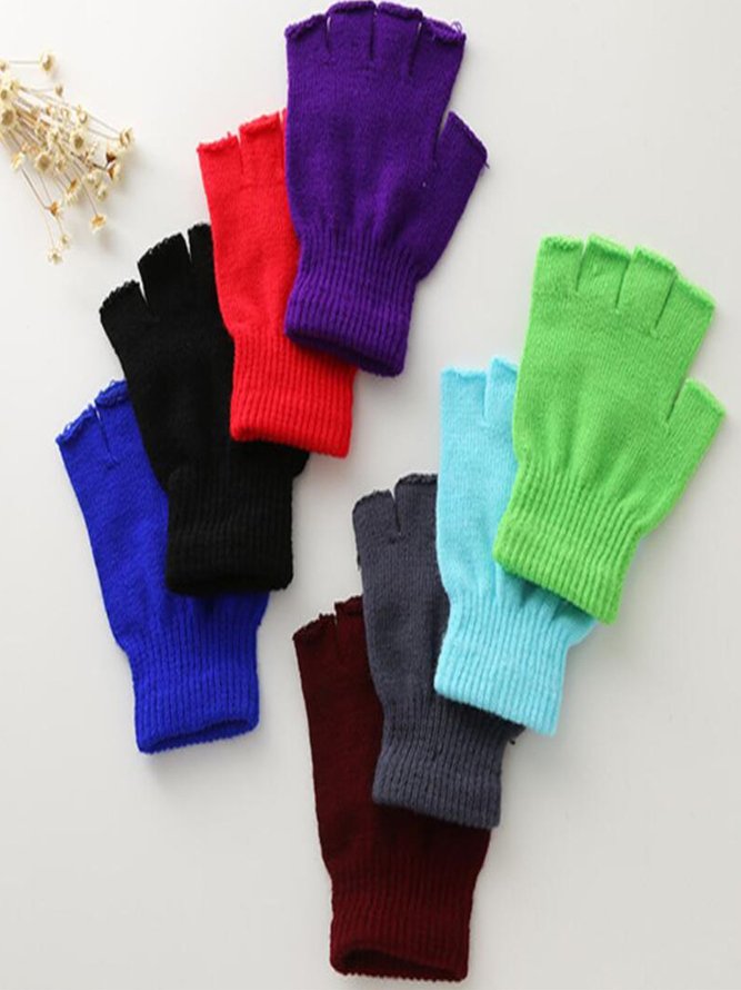 Vintage Statement Plain Fingerless Casual Gloves