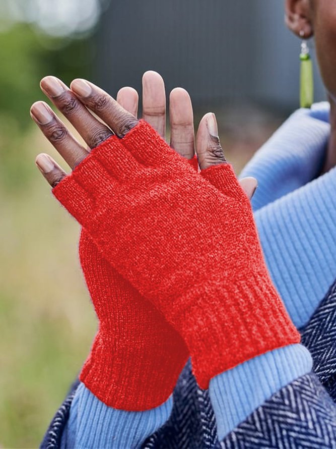 Vintage Statement Plain Fingerless Casual Gloves